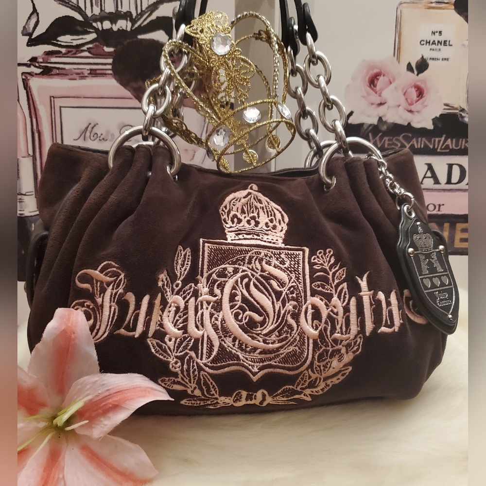 Juicy Couture Brown & Pink Hobo Handbag! *Vintage*